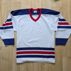 Vintage 90s New York Ranger's Canvas Colours And Stripes Hockey Jersey NHL